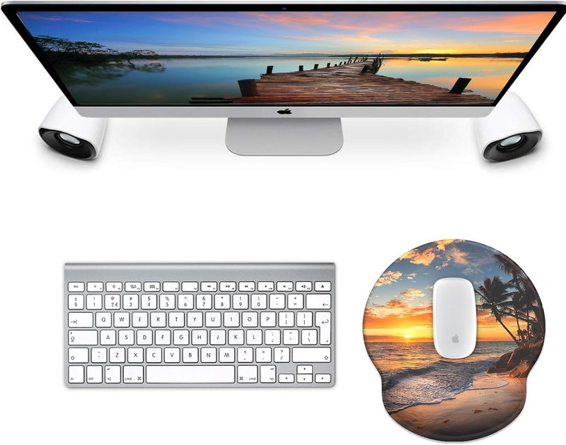 eulps Mouse Pad with Wrist Rest, Comfortable Computer Mousepad with Gel Wrist Support Smooth Surface and Non-Slip PU Base for Pain Relief, Laptop, Office & Home (Sunset) - Image 2